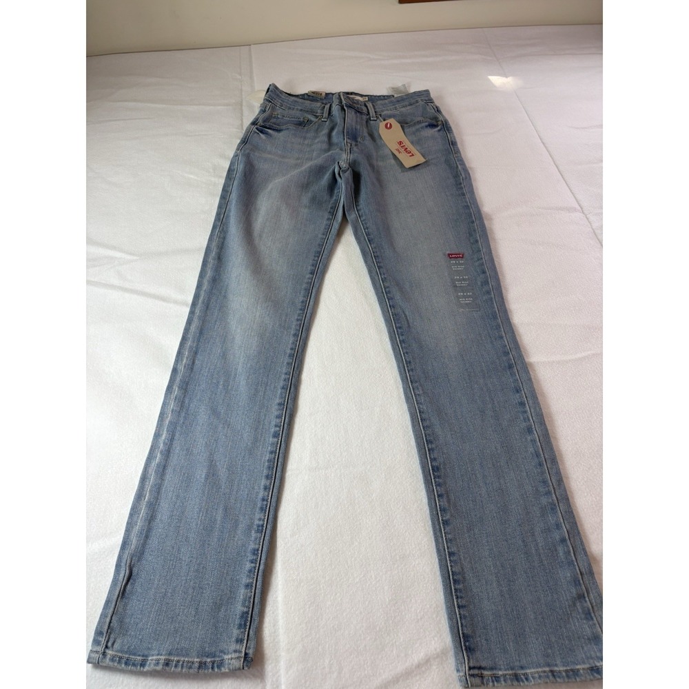 WOMEN'S LEVIS JEANS W29 L32 Mid Rise Skinny Blue Denim Light Wash NEW With Tags - Picture 1 of 13
